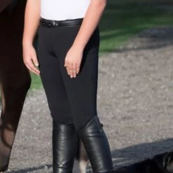 Irideon Kids' Bending Line Knee Patch Tights - Black -Equestrian Supplies Shop 314986 800 800