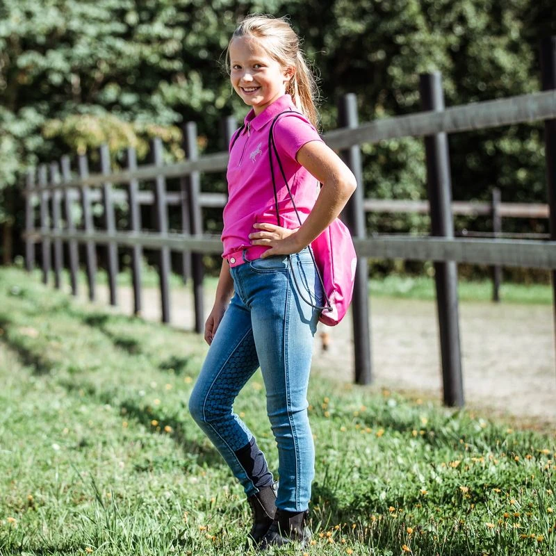 Horze Kids' Poppy Denim Silicone Full Seat Breeches - Lead Blue 5 Horze Kids' Poppy Denim Silicone Full Seat Breeches - Lead Blue - Image 3