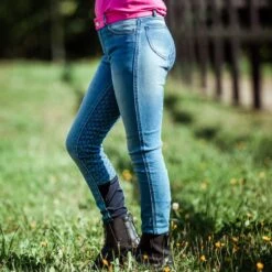 Horze Kids' Poppy Denim Silicone Full Seat Breeches - Lead Blue 12 Horze Kids' Poppy Denim Silicone Full Seat Breeches - Lead Blue -Equestrian Supplies Shop 319348 800 800