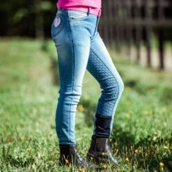 Horze Kids' Poppy Denim Silicone Full Seat Breeches - Lead Blue 13 Horze Kids' Poppy Denim Silicone Full Seat Breeches - Lead Blue -Equestrian Supplies Shop 319349 800 800