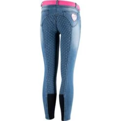 Horze Kids' Poppy Denim Silicone Full Seat Breeches - Lead Blue 14 Horze Kids' Poppy Denim Silicone Full Seat Breeches - Lead Blue -Equestrian Supplies Shop 319350 800 800