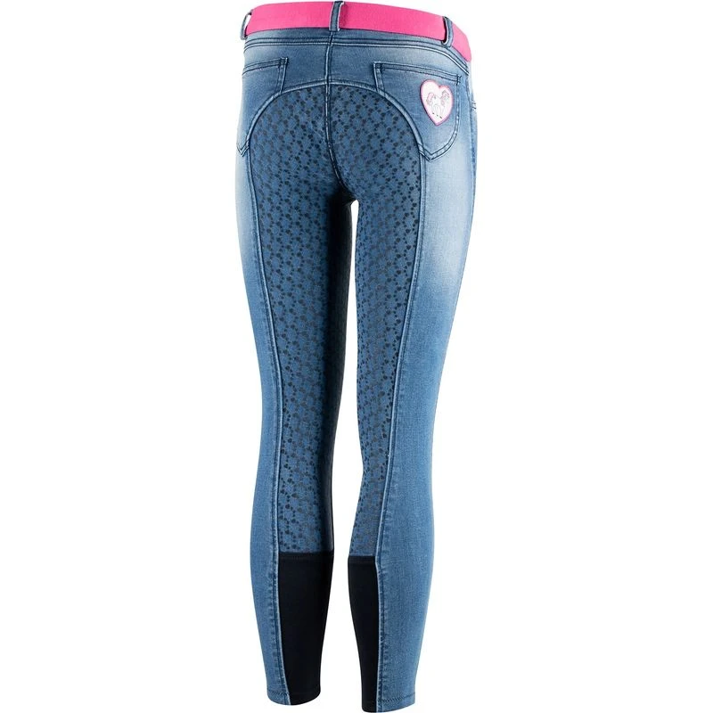 Horze Kids' Poppy Denim Silicone Full Seat Breeches - Lead Blue 8 Horze Kids' Poppy Denim Silicone Full Seat Breeches - Lead Blue - Image 6
