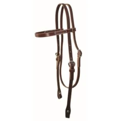 Western Rawhide Latigo Brow Band Headstall - Latigo Burgundy