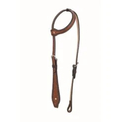 Western Rawhide Jim Taylor Performance Diamond Tear Drop One Ear Headstall - Two Tone Brown