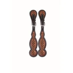 Western Rawhide Jim Taylor Performance Infinity Tear Drop Spur Straps - Two Tone Brown