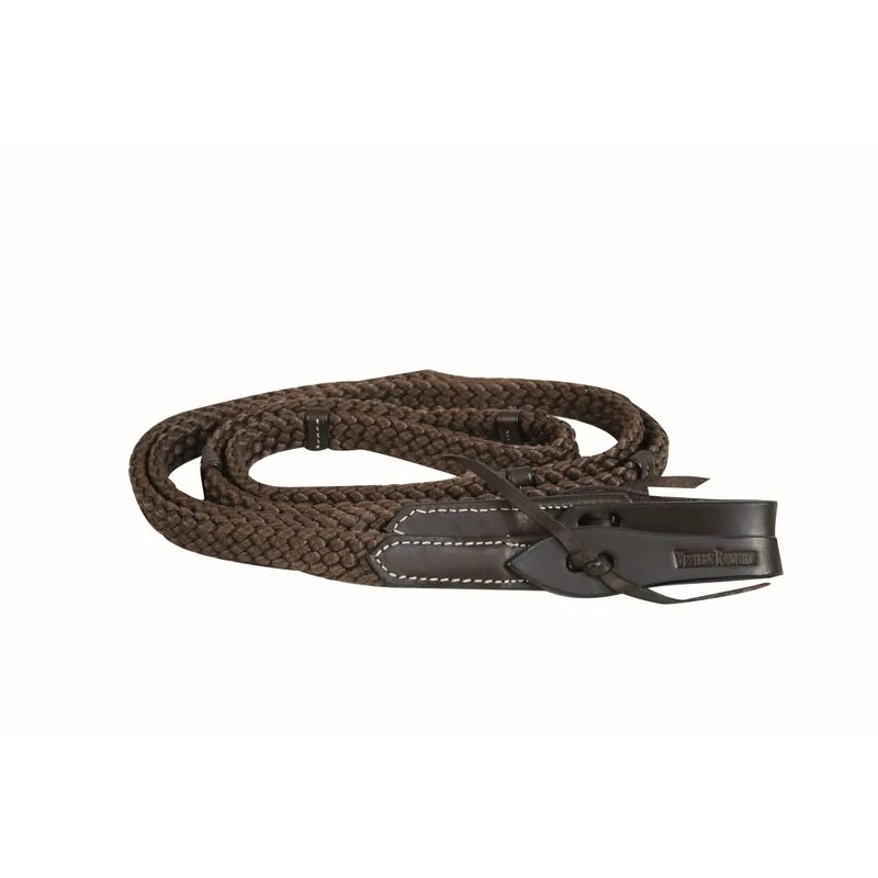 Western Rawhide Jim Taylor Soft Touch Roping Reins With Waterloops - Dark Brown 3 Western Rawhide Jim Taylor Soft Touch Roping Reins With Waterloops - Dark Brown