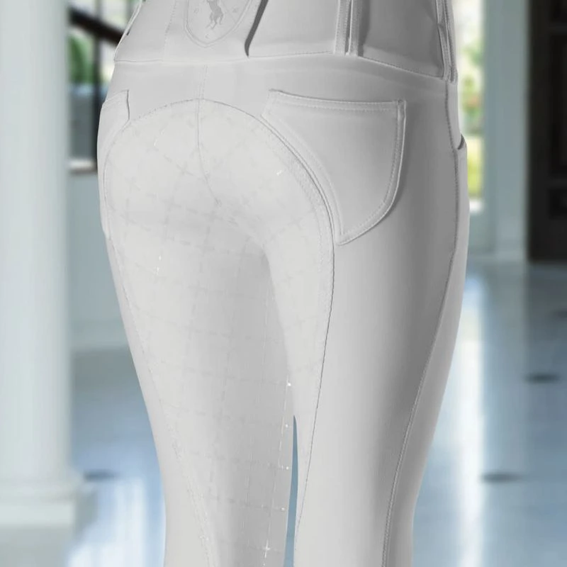 Horze Women's Desiree Full Seat Breeches - White/Silver 4 Horze Women's Desiree Full Seat Breeches - White/Silver - Image 2