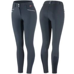B Vertigo Women's Patricia High Waist Breeches Silicone Knee Patch - Dark Navy/White