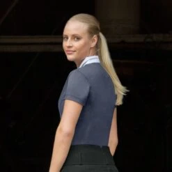 Horze Women's Blaire Short Sleeved Sun Show Shirt - Dark Navy -Equestrian Supplies Shop 376813 800 800