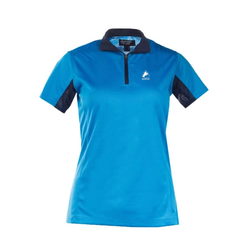 Horze Women's Trista Short Sleeve Sun Shirt - Paradise Blue/White 4 Horze Women's Trista Short Sleeve Sun Shirt - Paradise Blue/White - Image 2