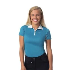 Horze Women's Trista Short Sleeve Sun Shirt - Paradise Blue/White 7 Horze Women's Trista Short Sleeve Sun Shirt - Paradise Blue/White -Equestrian Supplies Shop 377737 800 800