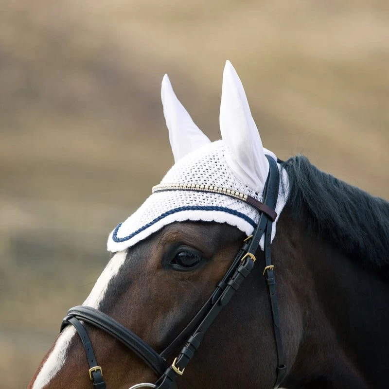 Horze River Ear Net - White/Peacoat Dark Blue 4 Horze River Ear Net - White/Peacoat Dark Blue - Image 2