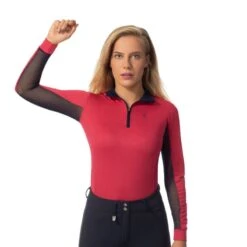 Horze Women's Trista Long Sleeve Technical Sun Shirt - Pink/Peacoat Dark Blue 9 Horze Women's Trista Long Sleeve Technical Sun Shirt - Pink/Peacoat Dark Blue -Equestrian Supplies Shop 384465 800 800