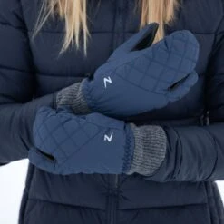 Horze Padded Three Finger Winter Mittens - Peacoat Dark Blue -Equestrian Supplies Shop 388338 800 800