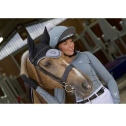 Woof Wear Vision Ergonomic Ear Net - Black/Brushed Steel -Equestrian Supplies Shop 388919 800 800