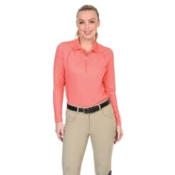 Ovation Women's Thesie Long Sleeve Tech Shirt - Summer Peach -Equestrian Supplies Shop 395368 800 800