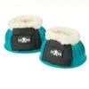 Saxon Fleece Trim Rubber Bell Boots - Turquoise/White -Equestrian Supplies Shop 410316 800 800