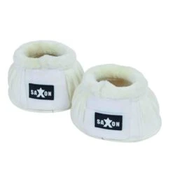 Saxon Fleece Trim Rubber Bell Boots - White/White