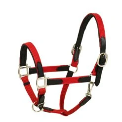 Harmohn Kraft Padded Web/Leather Halter W/Snap - Red/Black