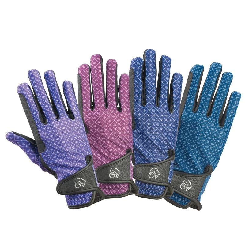 Ovation Cool Rider Gloves - Royal Blue Horseshoes 3 Ovation Cool Rider Gloves - Royal Blue Horseshoes