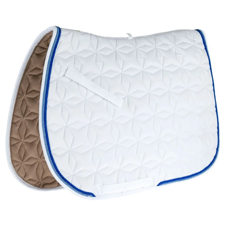 Roma Ecole Star Quilt Close Contact Saddle Pad - White/Royal/Light Blue 3 Roma Ecole Star Quilt Close Contact Saddle Pad - White/Royal/Light Blue