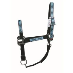 Western Rawhide Signature Pattern Halter W/Snap - Black/Rhombus