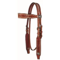 Western Rawhide Country Legend Buckstitch And Flower Browband Headstall - Chestnut