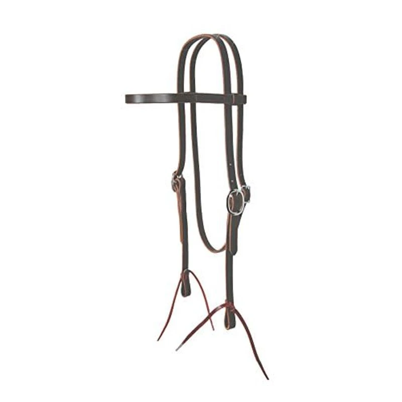 Western Rawhide Harness Leather 5/8" Browband Headstall With Ties - Dark Brown 3 Western Rawhide Harness Leather 5/8" Browband Headstall With Ties - Dark Brown