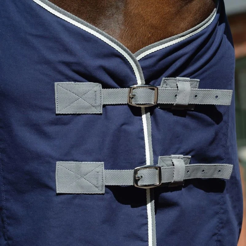 Weatherbeeta Cotton Show Sheet With Surcingles II Standard Neck - Dark Blue/Grey/White 4 Weatherbeeta Cotton Show Sheet With Surcingles II Standard Neck - Dark Blue/Grey/White - Image 2