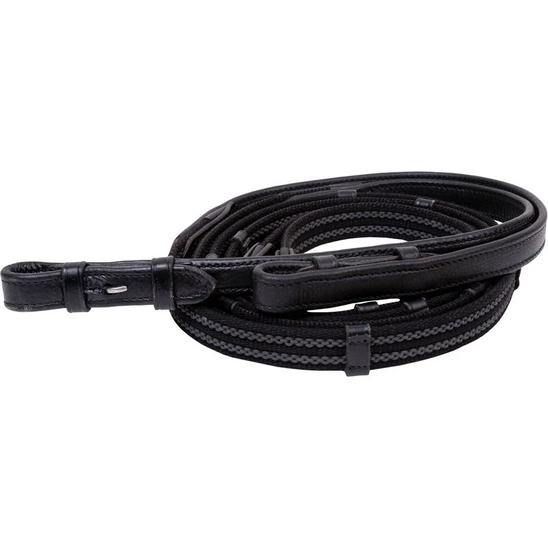 Flex Rider Anti-Slip Web/Rubber Dressage Reins - Black 3 Flex Rider Anti-Slip Web/Rubber Dressage Reins - Black