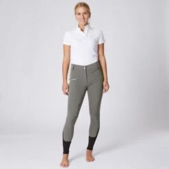Horze Women's High Waist Bit Print Silicone Full Seat Breeches - Grey -Equestrian Supplies Shop 477114 800 800