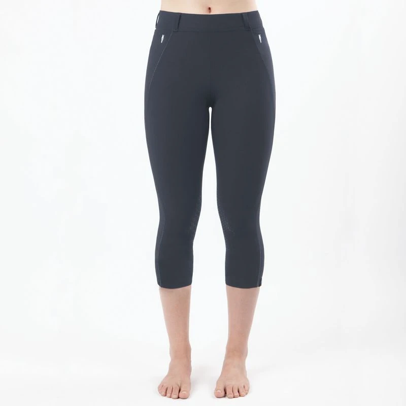 Irideon Women's Issential Capriole Capri Knee Patch Tights - Charcoal 6 Irideon Women's Issential Capriole Capri Knee Patch Tights - Charcoal - Image 4