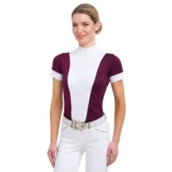 Cavalliera Women's Queen Short Sleeve Show Shirt - Aubergine -Equestrian Supplies Shop 496668 800 800