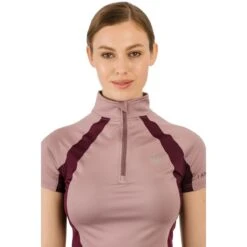 Horseware Women's Aveen Half Zip Short Sleeve Tech Top - Elderberry