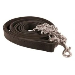 Perri's Padded Leather Lead W/Chain - Black/Black/Stainless