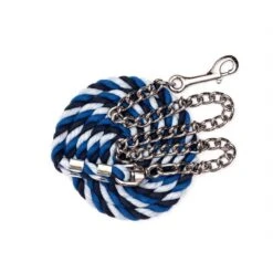Perri's 1/2" Cotton MulitColor Lead W/Chain - Navy/Royal/Sky
