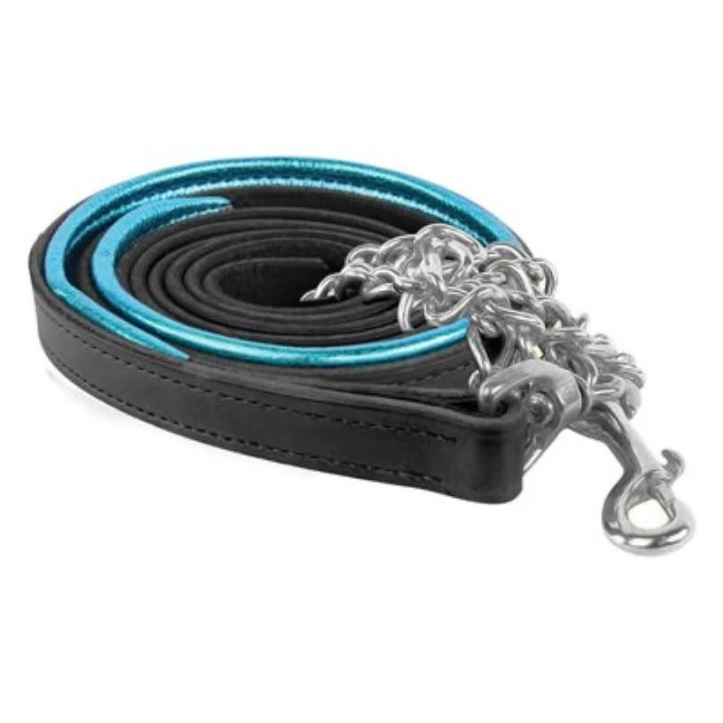 Perri's Metallic Padded Lead W/Chain - Black/Turquoise 3 Perri's Metallic Padded Lead W/Chain - Black/Turquoise