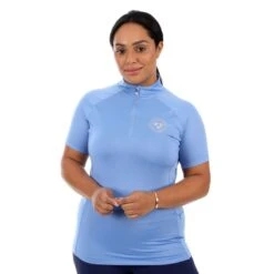 Shires Aubrion Women's Highgate Short Sleeve 1/4 Zip Shirt - Sky Blue 14 Shires Aubrion Women's Highgate Short Sleeve 1/4 Zip Shirt - Sky Blue -Equestrian Supplies Shop 514323 800 800