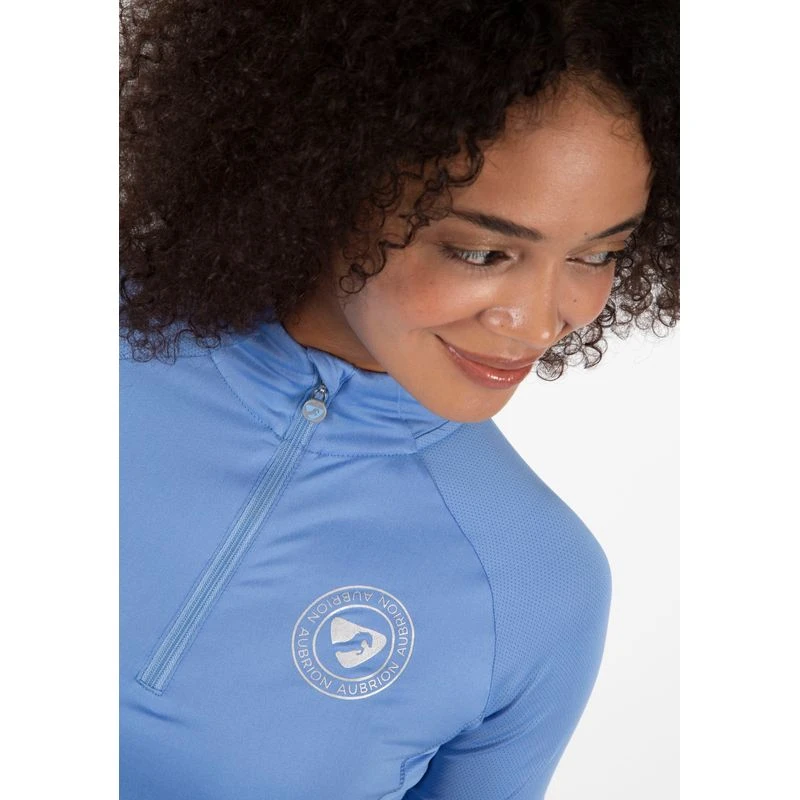 Shires Aubrion Women's Highgate Short Sleeve 1/4 Zip Shirt - Sky Blue 9 Shires Aubrion Women's Highgate Short Sleeve 1/4 Zip Shirt - Sky Blue - Image 7