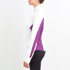 Irideon Women's Athena Long Sleeve Show Shirt - Bright White/Purple Hibiscus -Equestrian Supplies Shop 515984 800 800