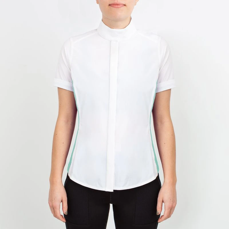 Irideon Women's Athena Short Sleeve Show Shirt - Bright White/Island Green 3 Irideon Women's Athena Short Sleeve Show Shirt - Bright White/Island Green