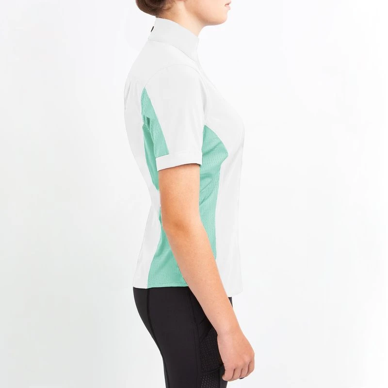 Irideon Women's Athena Short Sleeve Show Shirt - Bright White/Island Green 5 Irideon Women's Athena Short Sleeve Show Shirt - Bright White/Island Green - Image 3
