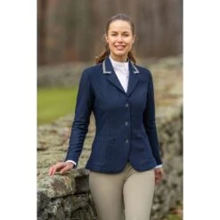 Ovation Women's Signature AirFlex Coat W/Contrast Collar - Navy/Grey -Equestrian Supplies Shop 529459 800 800