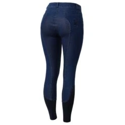 Horze Women's Delia Full Seat Denim Breeches - Dark Blue