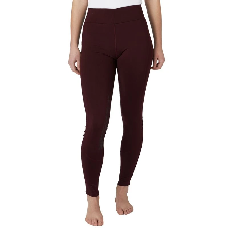 Horze Women's High Waist Full Seat Tights W/Phone Pocket - Maroon Dark Red 6 Horze Women's High Waist Full Seat Tights W/Phone Pocket - Maroon Dark Red - Image 4