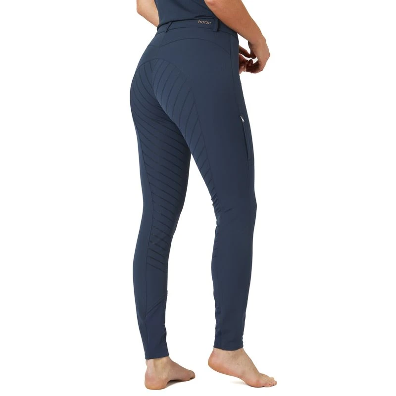 Horze Women's Anna Summer Full Seat Breeches W/Phone Pocket - Obscure Night Dark Blue 5 Horze Women's Anna Summer Full Seat Breeches W/Phone Pocket - Obscure Night Dark Blue - Image 3
