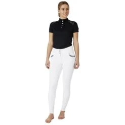 Horze Women's Della Knee Patch Breeches - White -Equestrian Supplies Shop 530945 800 800
