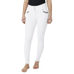 Horze Women's Della Knee Patch Breeches - White -Equestrian Supplies Shop 530946 800 800