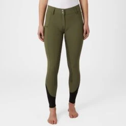 Horze Women's Callie High Waist Breeches W/Piping - Dark Green -Equestrian Supplies Shop 531464 800 800