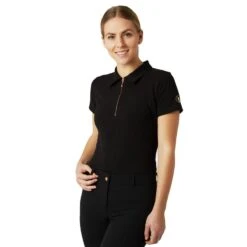Horze Women's Lia Organic Cotton Polo - Black -Equestrian Supplies Shop 531651 800 800